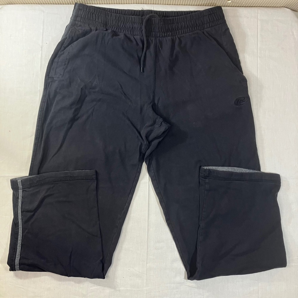 Rawlings‎ Mens Black Cotton Athletic Sweatpants Size M Side Stripe Drawstring